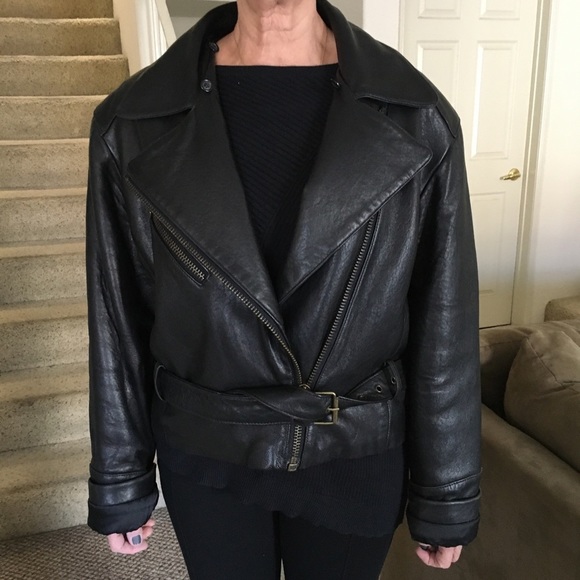 Express Vintage 80’s Leather Bomber Jacket - Picture 6 of 10